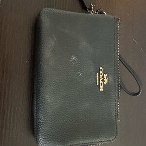 Coach Black Pebbled Leather Wristlet